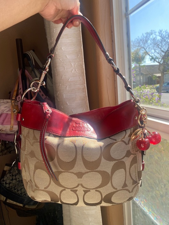 Coach Handbags - Red Coach Zoe Hobo Bag